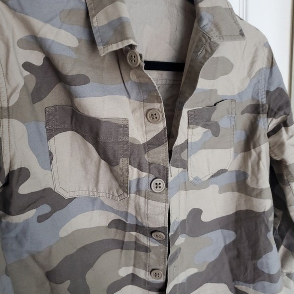 Gap Kids Camo Utility Shirt Jacket Green Gray Camouflage Shirt Jacket Size M 8